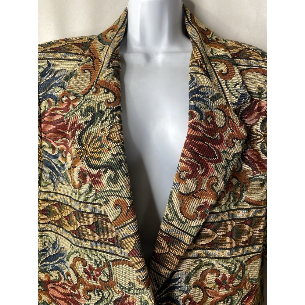 Vintage AB Sport Tapestry Blazer Size Large Maximalist Regency Art Teacher Wacky - Picture 3 of 12